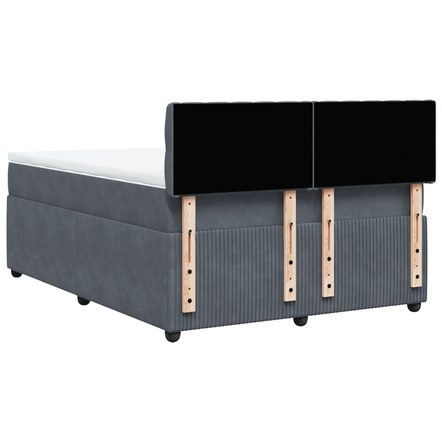Boxspring met matras fluweel donkergrijs 160x200 cm