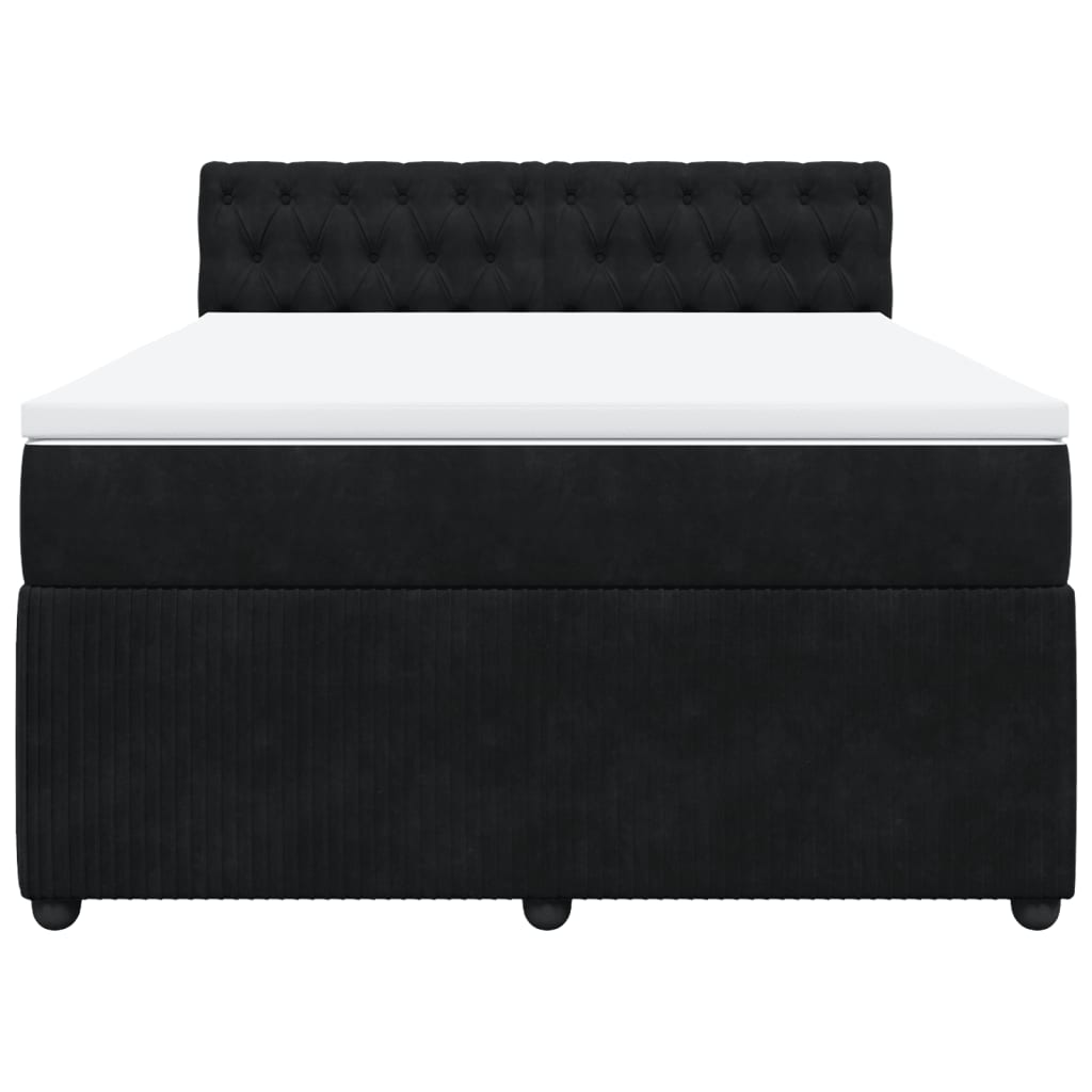 Boxspring met matras fluweel zwart 160x200 cm