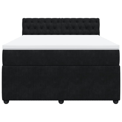Boxspring met matras fluweel zwart 160x200 cm