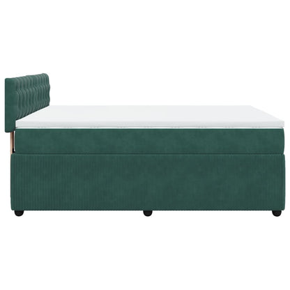 Boxspring met matras fluweel donkergroen 160x200 cm