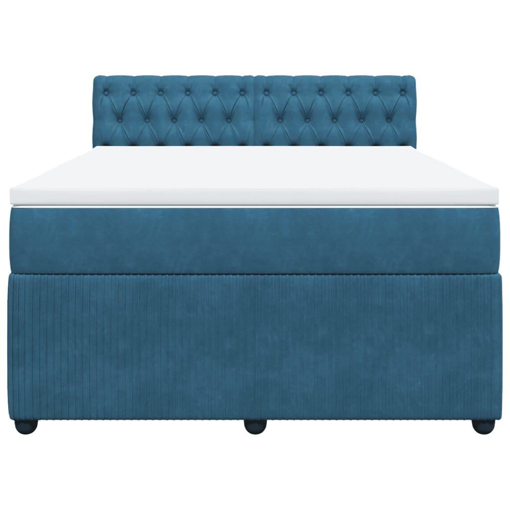 Boxspring met matras fluweel blauw 160x200 cm