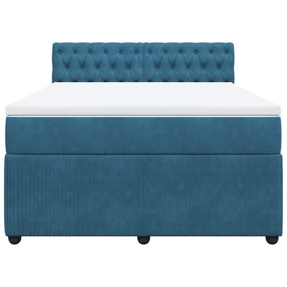 Boxspring met matras fluweel blauw 160x200 cm