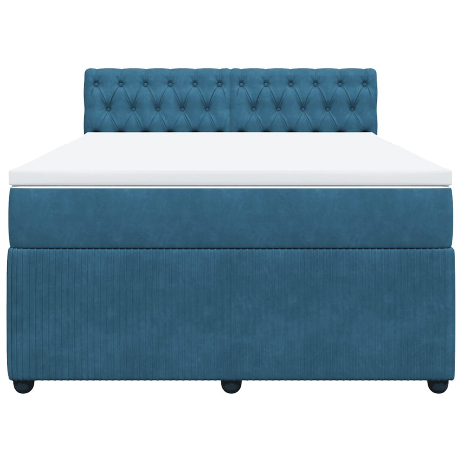 Boxspring met matras fluweel blauw 160x200 cm