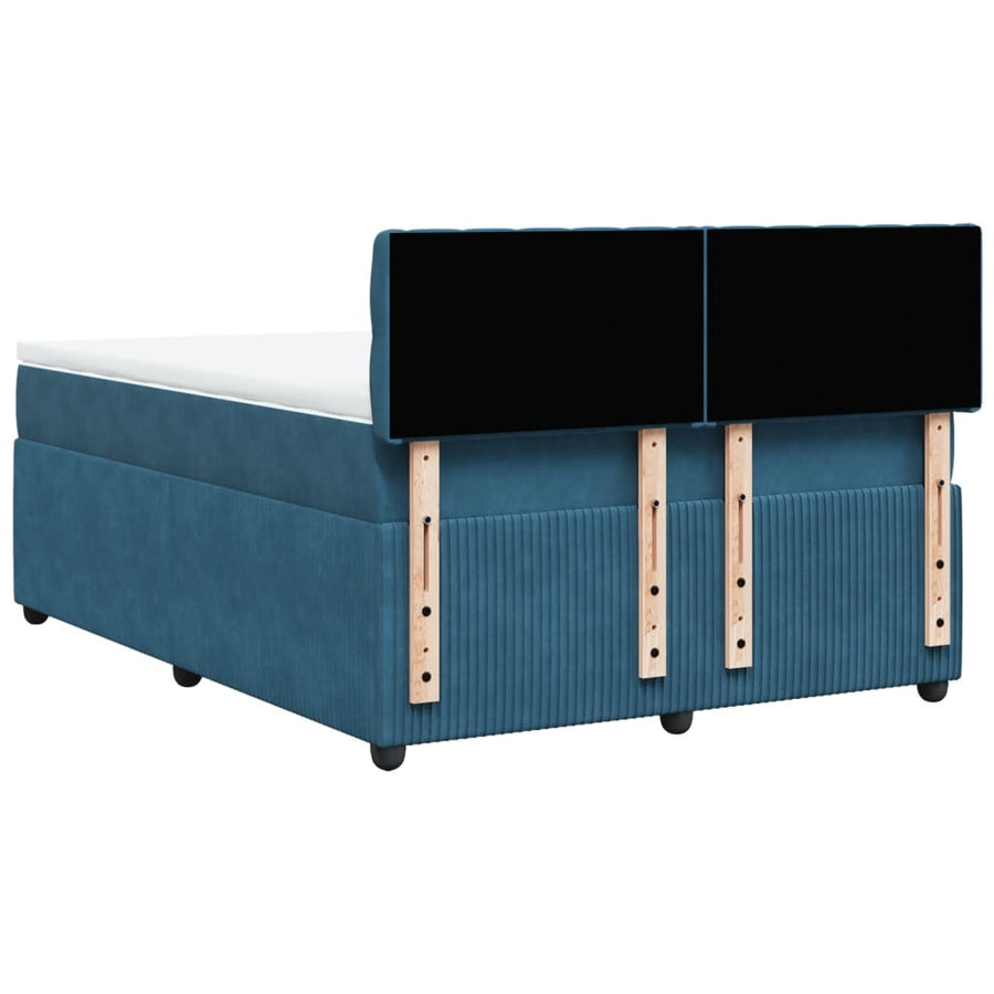 Boxspring met matras fluweel blauw 160x200 cm