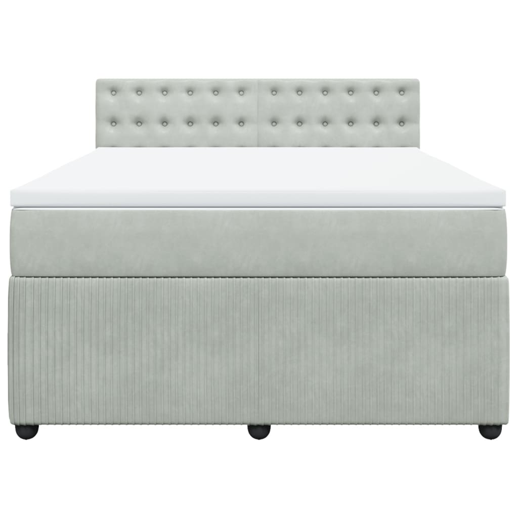 Boxspring met matras fluweel lichtgrijs 160x200 cm