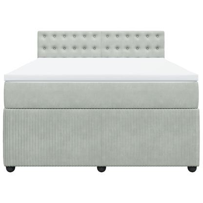 Boxspring met matras fluweel lichtgrijs 160x200 cm