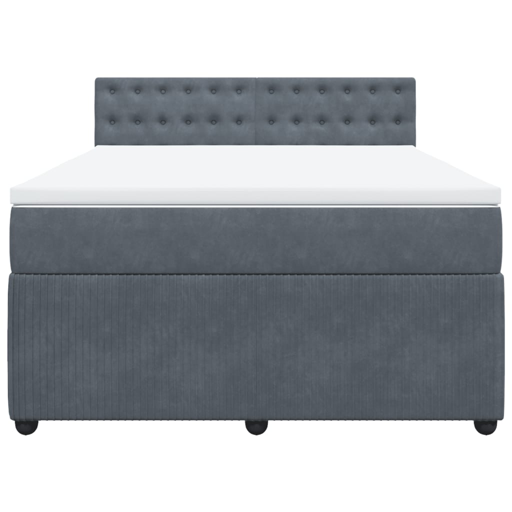 Boxspring met matras fluweel donkergrijs 160x200 cm