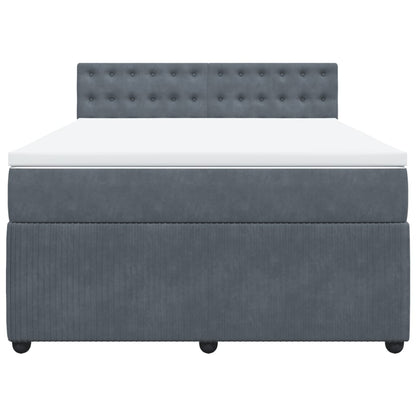 Boxspring met matras fluweel donkergrijs 160x200 cm