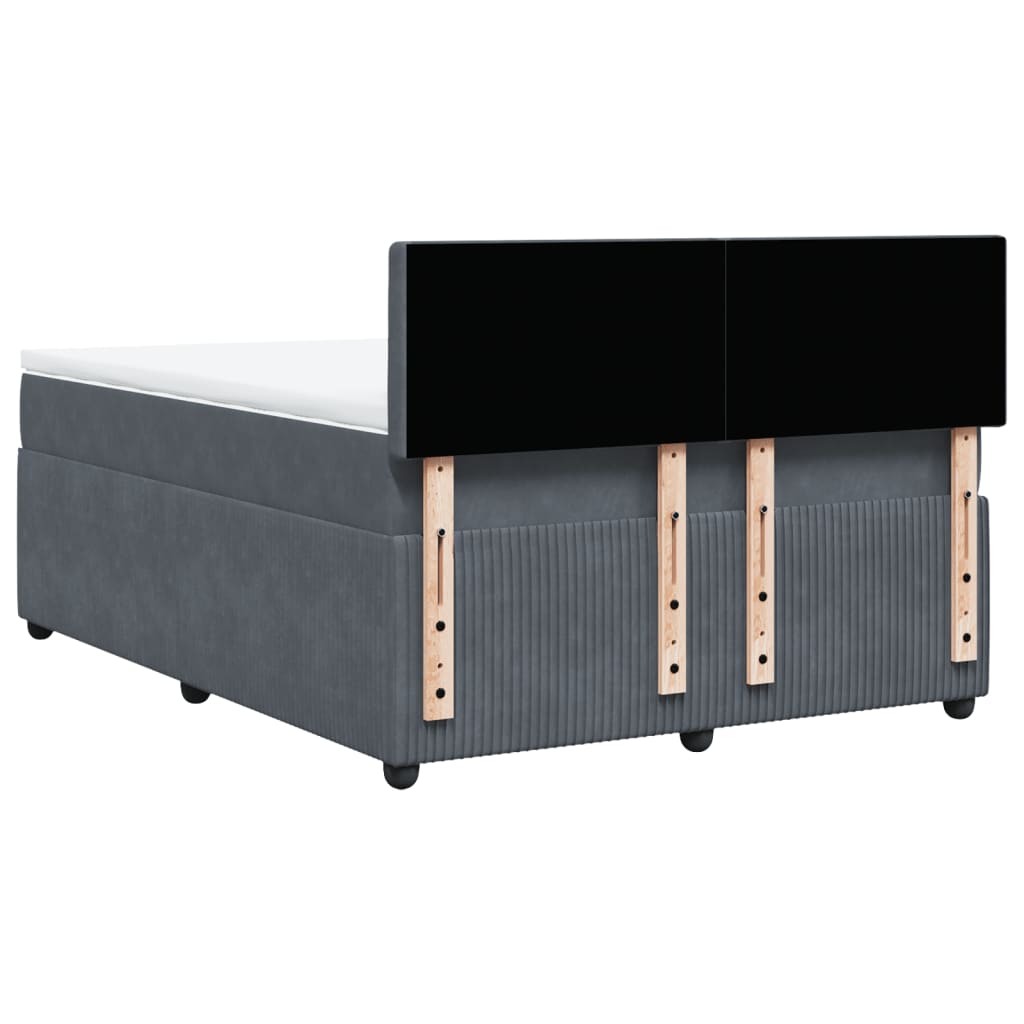 Boxspring met matras fluweel donkergrijs 160x200 cm