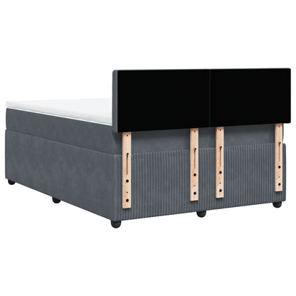 Boxspring met matras fluweel donkergrijs 160x200 cm