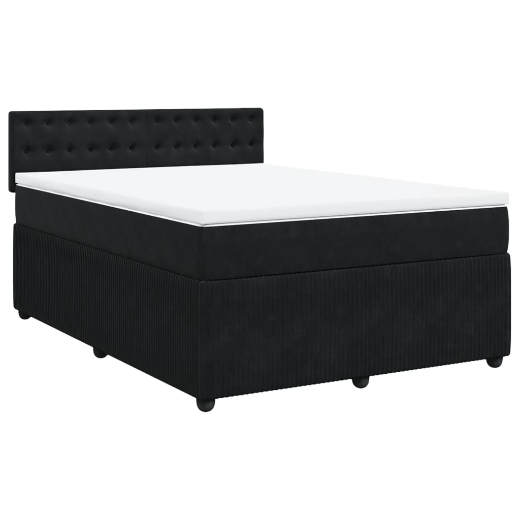 Boxspring met matras fluweel zwart 160x200 cm