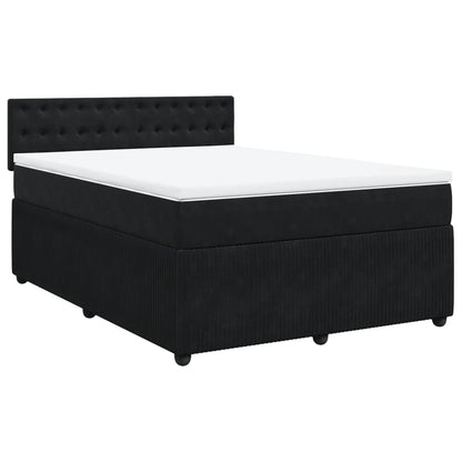 Boxspring met matras fluweel zwart 160x200 cm