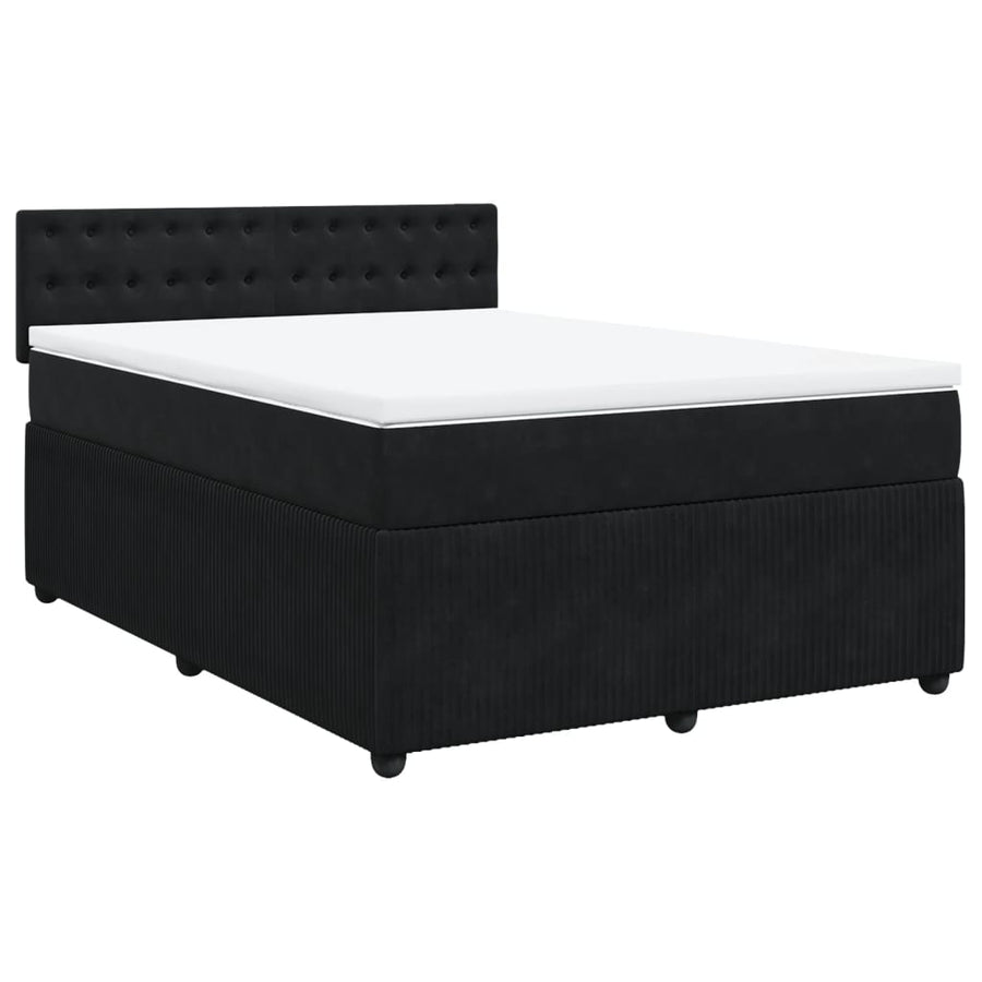 Boxspring met matras fluweel zwart 160x200 cm