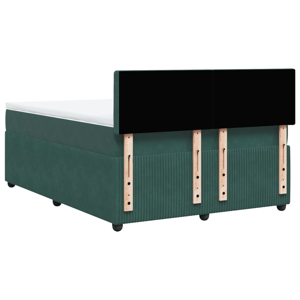 Boxspring met matras fluweel donkergroen 160x200 cm