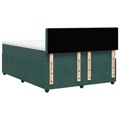 Boxspring met matras fluweel donkergroen 160x200 cm