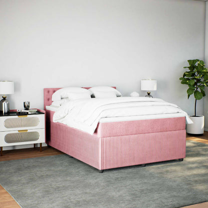 Boxspring met matras fluweel roze 160x200 cm