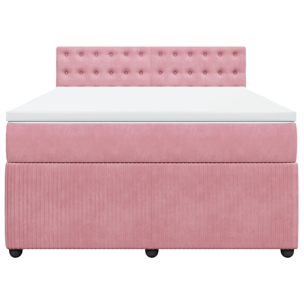 Boxspring met matras fluweel roze 160x200 cm