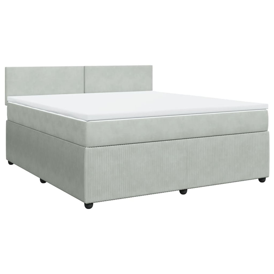 Boxspring met matras fluweel lichtgrijs 180x200 cm