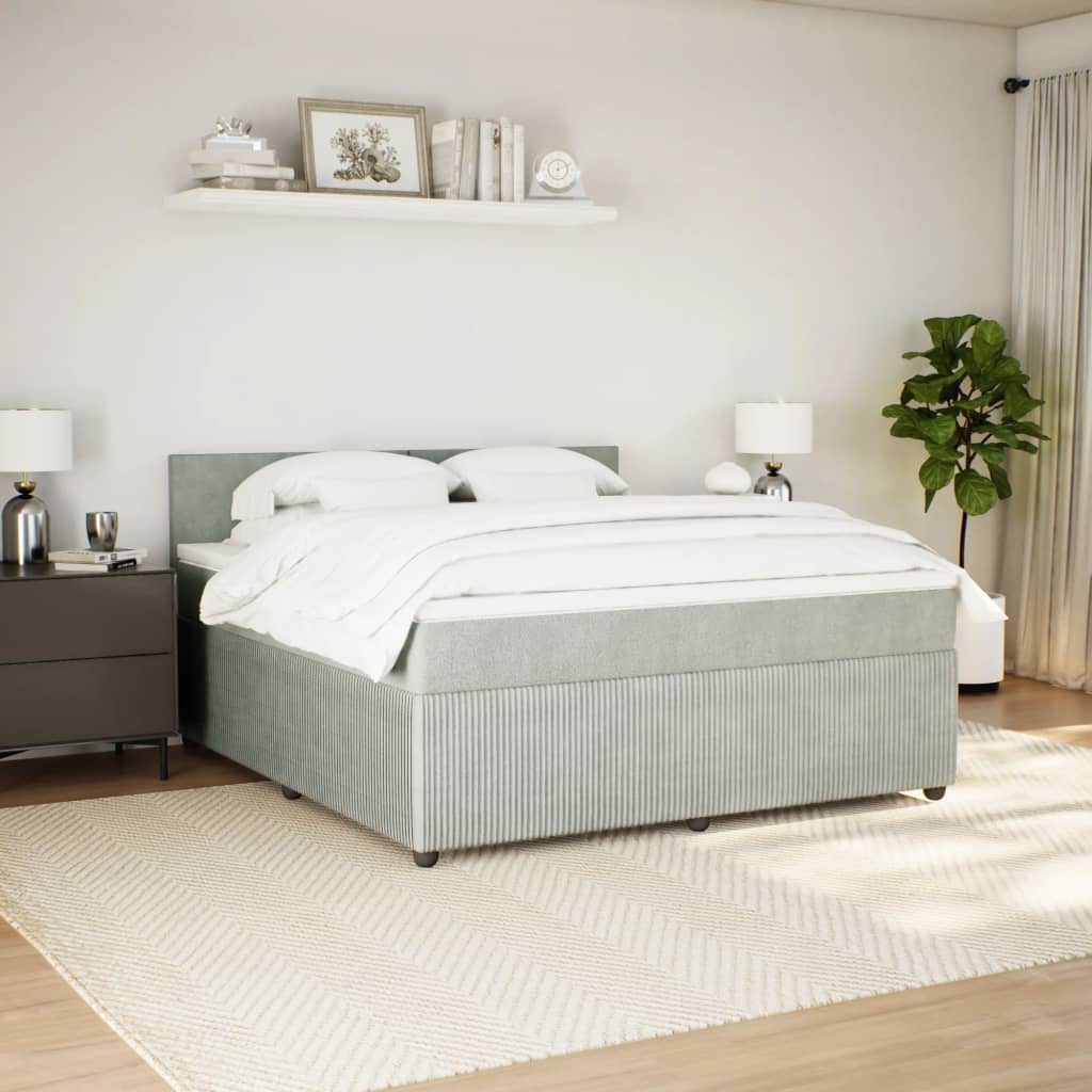 Boxspring met matras fluweel lichtgrijs 180x200 cm