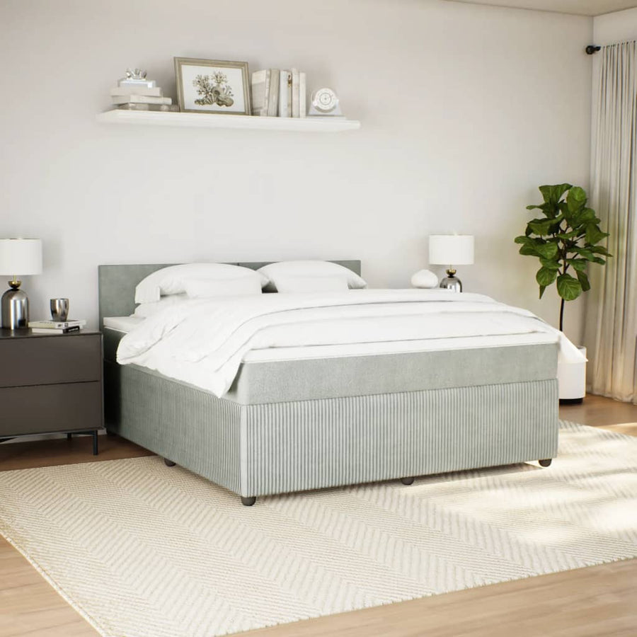 Boxspring met matras fluweel lichtgrijs 180x200 cm