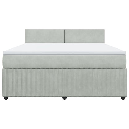 Boxspring met matras fluweel lichtgrijs 180x200 cm