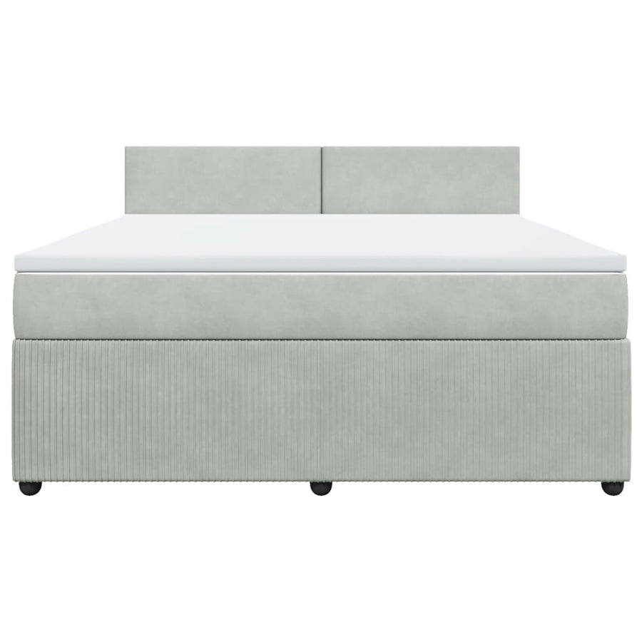 Boxspring met matras fluweel lichtgrijs 180x200 cm