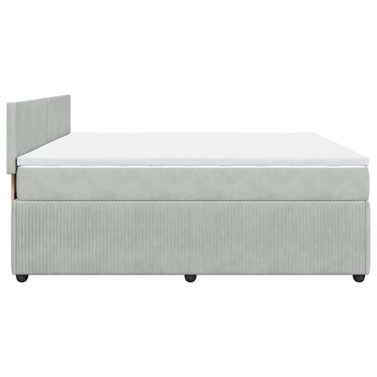 Boxspring met matras fluweel lichtgrijs 180x200 cm