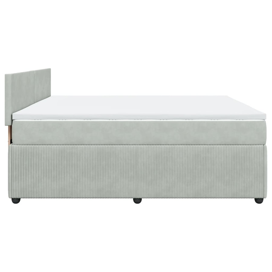 Boxspring met matras fluweel lichtgrijs 180x200 cm