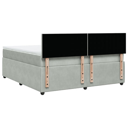 Boxspring met matras fluweel lichtgrijs 180x200 cm