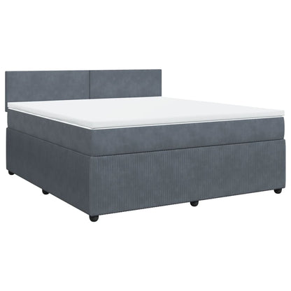 Boxspring met matras fluweel donkergrijs 180x200 cm