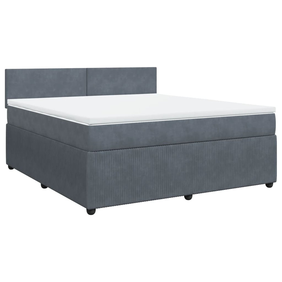 Boxspring met matras fluweel donkergrijs 180x200 cm