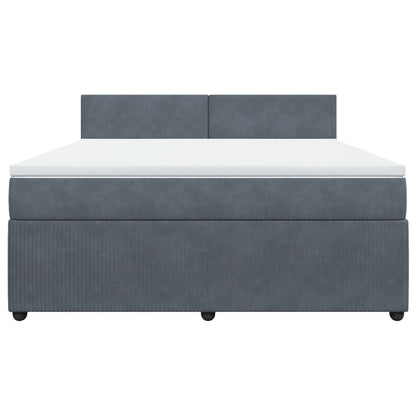 Boxspring met matras fluweel donkergrijs 180x200 cm