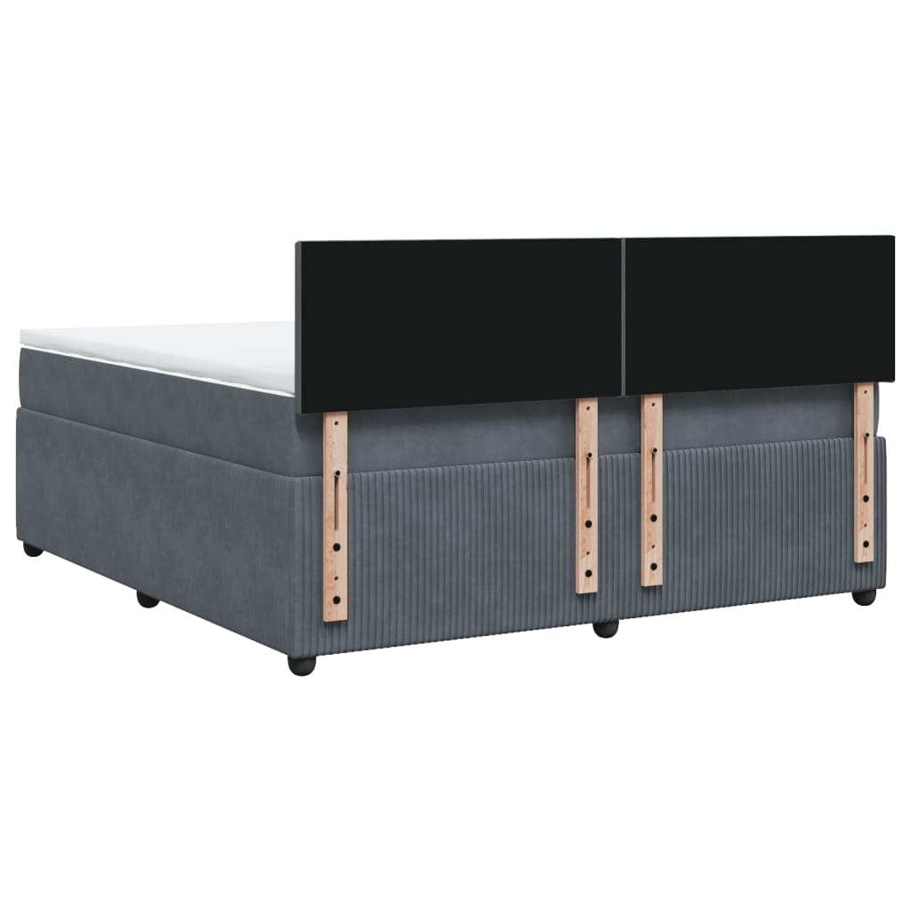 Boxspring met matras fluweel donkergrijs 180x200 cm