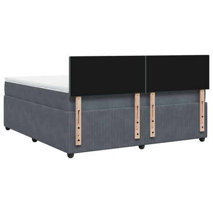 Boxspring met matras fluweel donkergrijs 180x200 cm