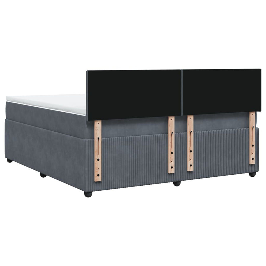 Boxspring met matras fluweel donkergrijs 180x200 cm