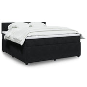 Box spring bed with velvet mattress black 180x200 cm