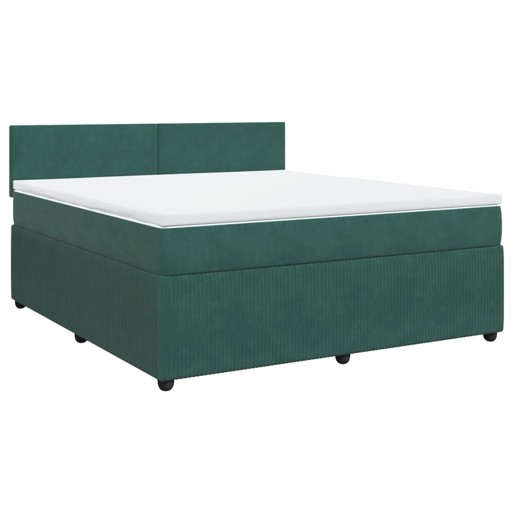 Boxspring met matras fluweel donkergroen 180x200 cm
