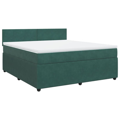 Boxspring met matras fluweel donkergroen 180x200 cm