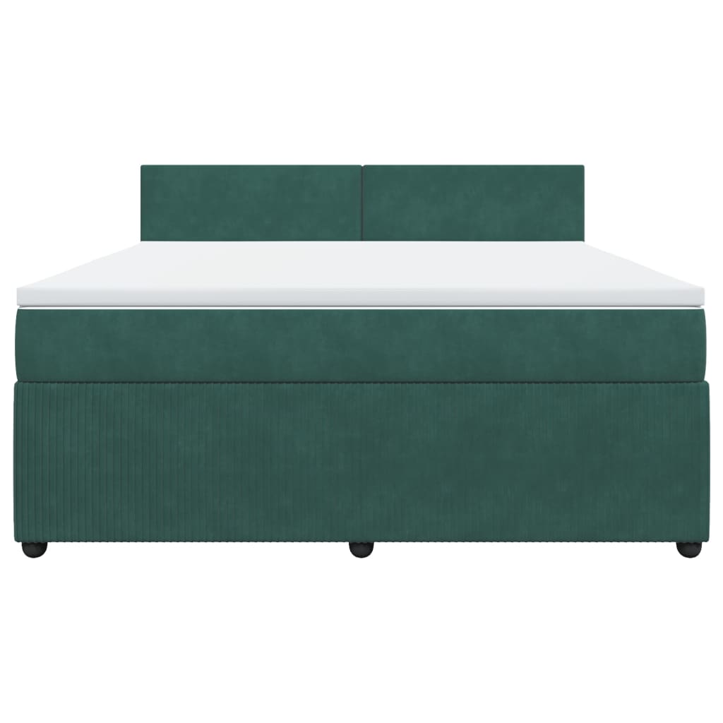 Boxspring met matras fluweel donkergroen 180x200 cm