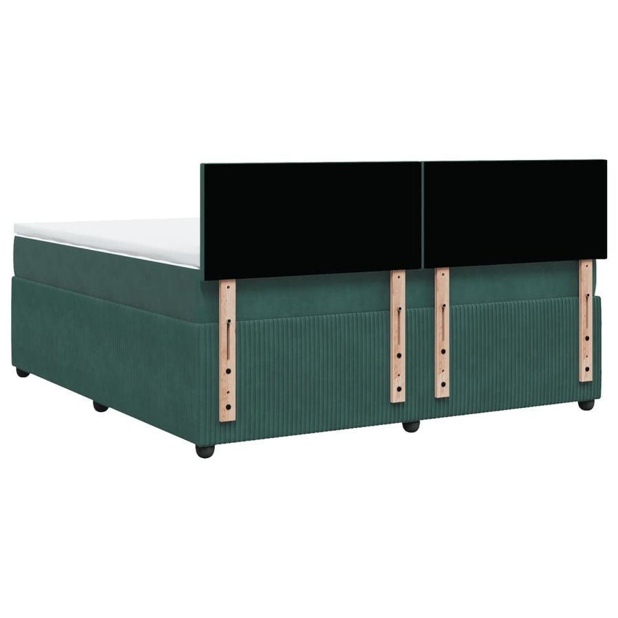 Boxspring met matras fluweel donkergroen 180x200 cm