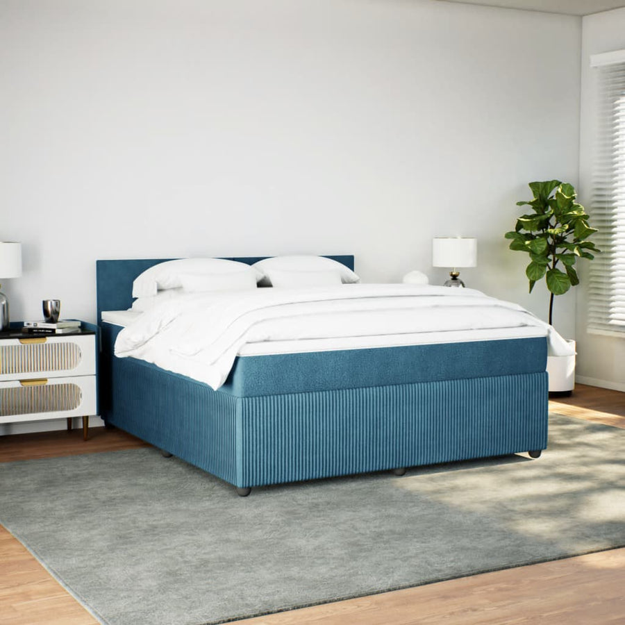 Boxspring met matras fluweel blauw 180x200 cm