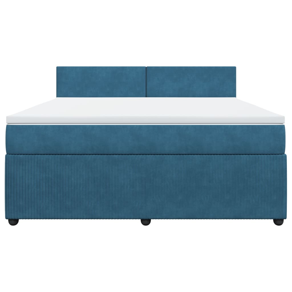 Boxspring met matras fluweel blauw 180x200 cm