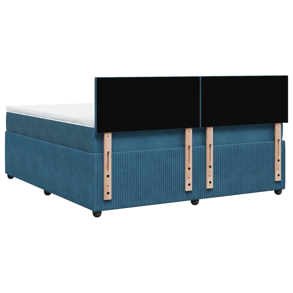 Boxspring met matras fluweel blauw 180x200 cm