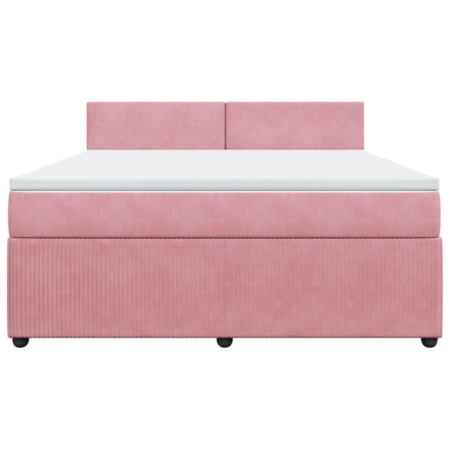 Boxspring met matras fluweel roze 180x200 cm
