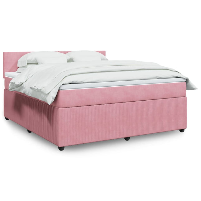 Boxspring met matras fluweel roze 180x200 cm