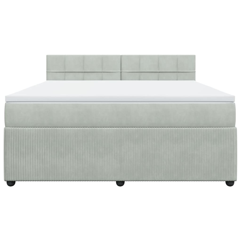 Boxspring met matras fluweel lichtgrijs 180x200 cm
