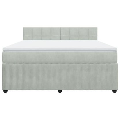 Boxspring met matras fluweel lichtgrijs 180x200 cm