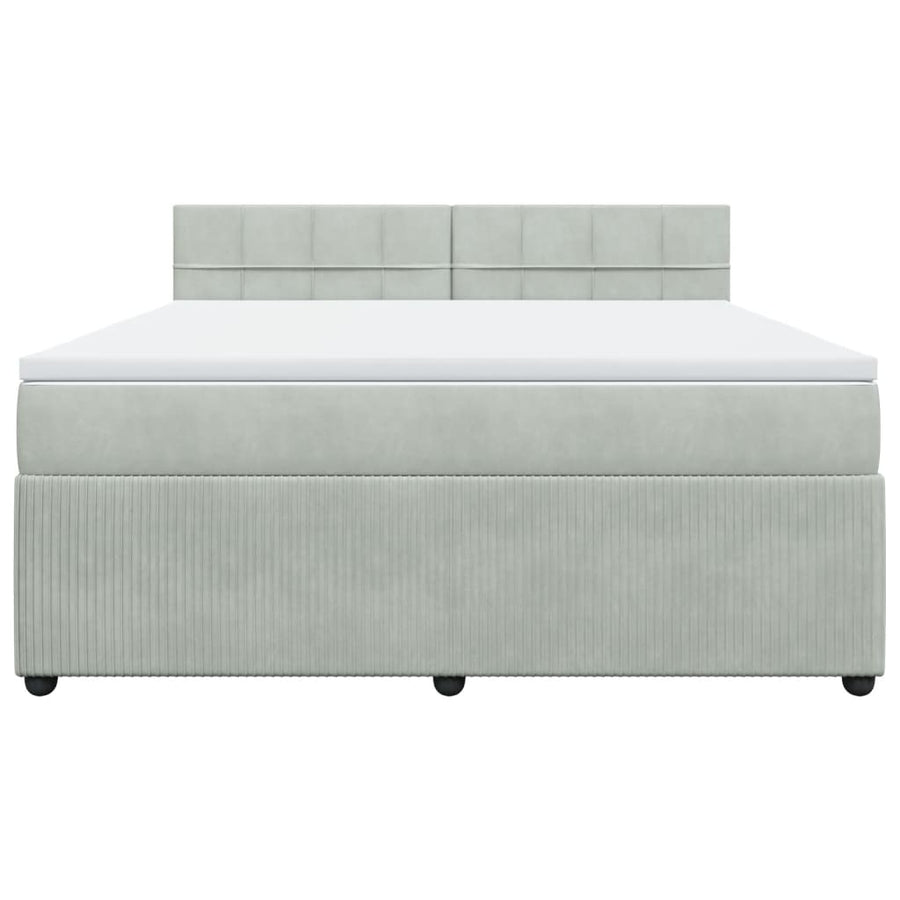Boxspring met matras fluweel lichtgrijs 180x200 cm
