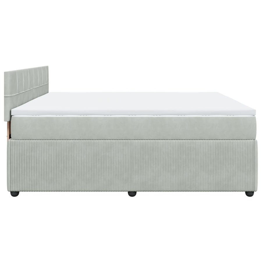 Boxspring met matras fluweel lichtgrijs 180x200 cm