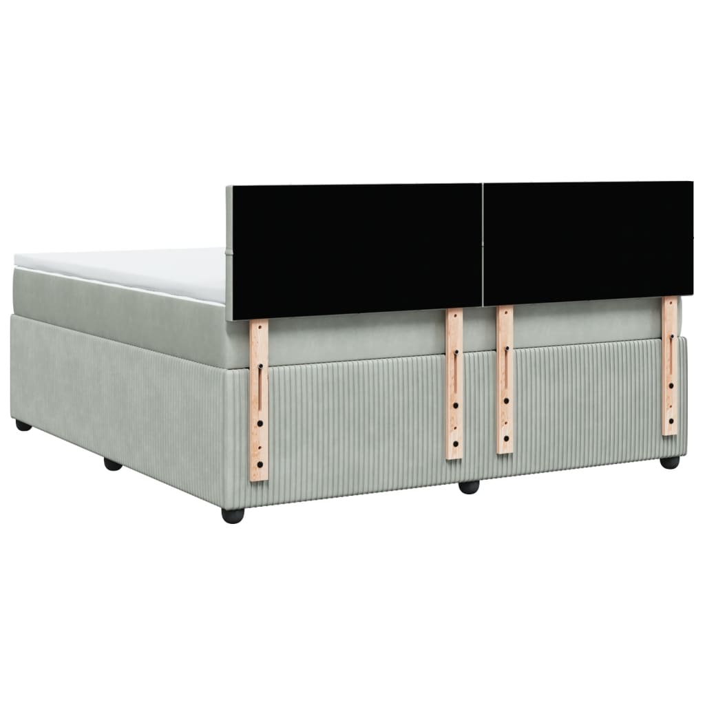 Boxspring met matras fluweel lichtgrijs 180x200 cm